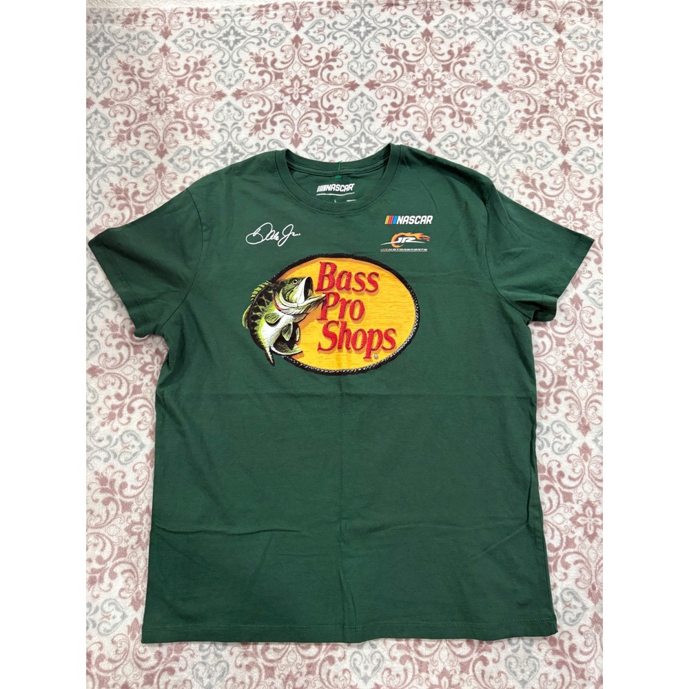 NASCAR Dale Earnhardt Jr Bass Pro Shops Green Graphic T-Shirt Mens L C28F2025